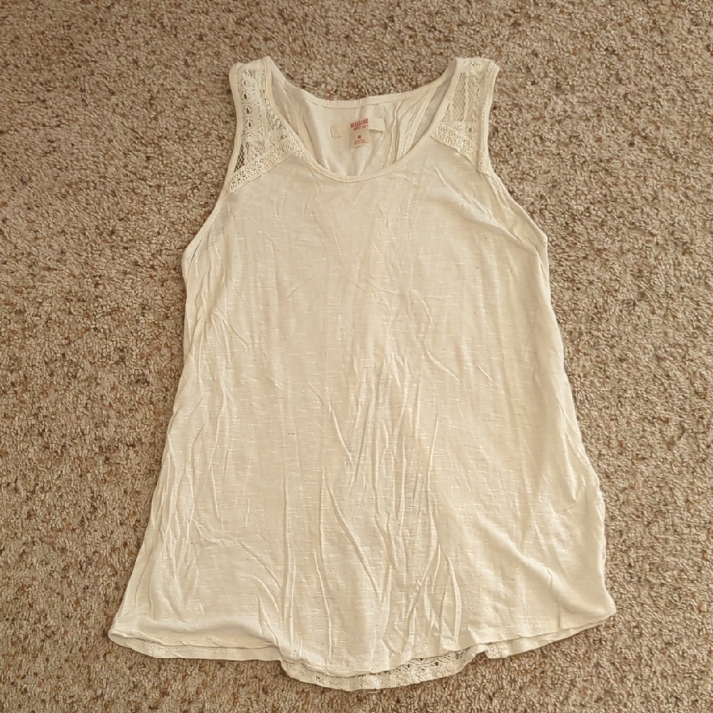 Women's Mossimo Oatmeal Colored Tank With Lace, Size Medium
